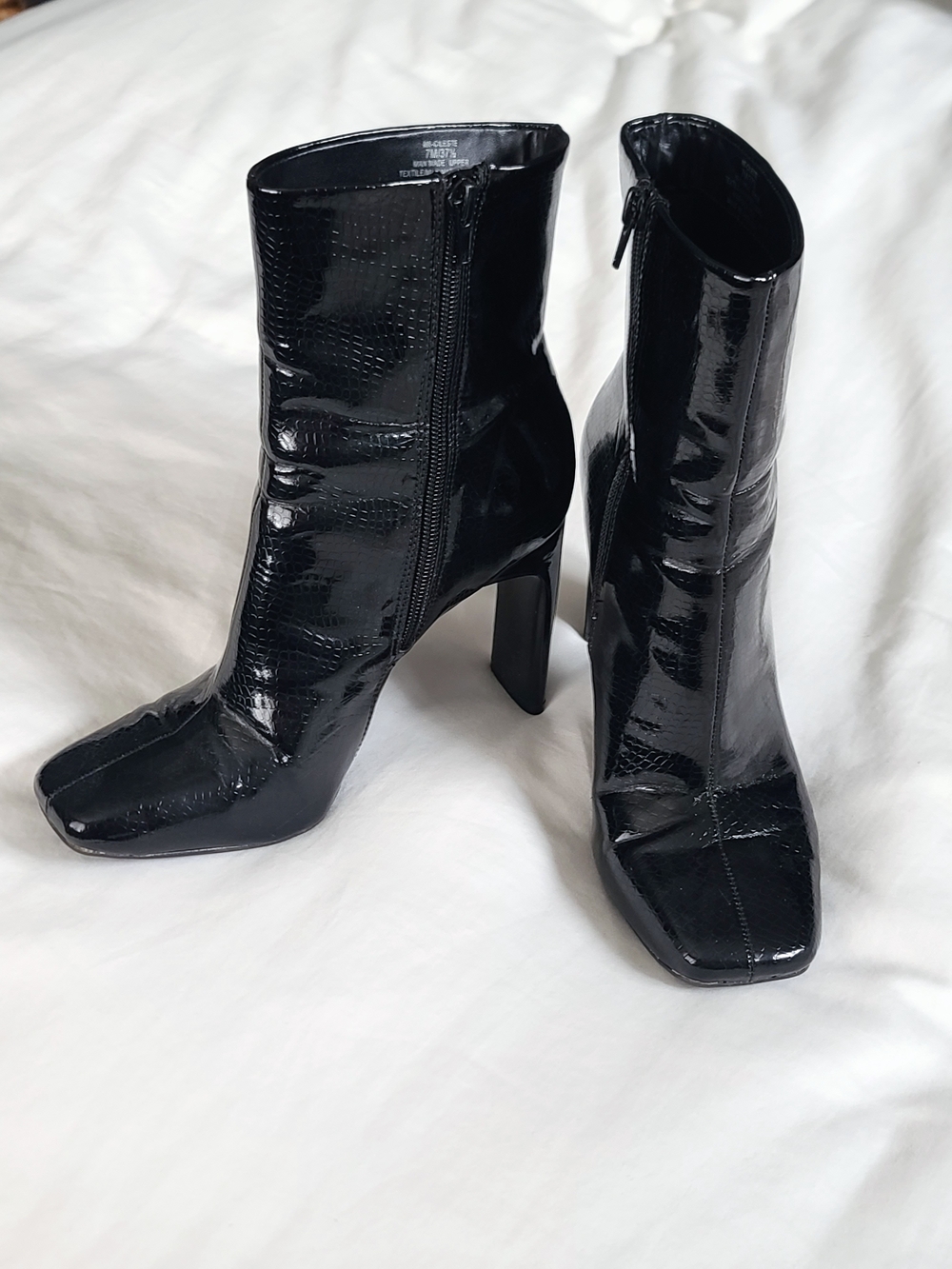 Mix No. 6 Black Patent Square-Toe Ankle Boots